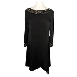 ALICE + OLIVIA NWT Black Beaded Cocktail Mini Dress Size L